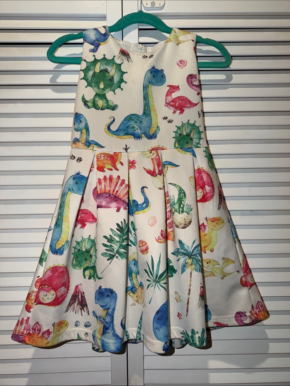 Cream Kids' Dino Print Fit & Flare Dress